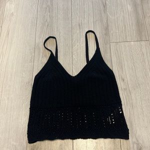 NWOT- Black Crochet Crop Tank